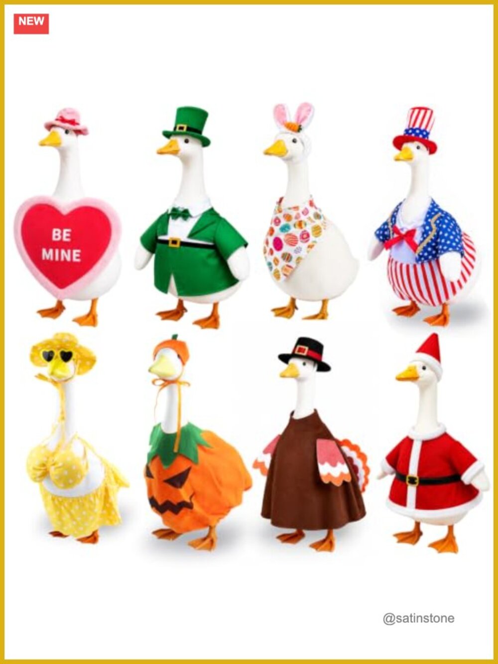8 Set Holiday Porch Goose Outfits All Seasons Yard Decor for 23 Inch Lawn Goose